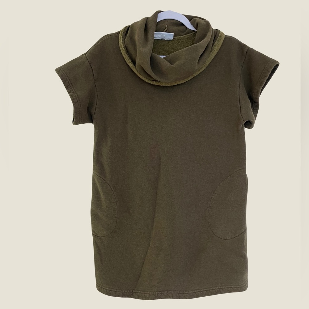 bryn Walker Branson Tunic Women’s XS Oversized Green Funnel neck Fleece Lined